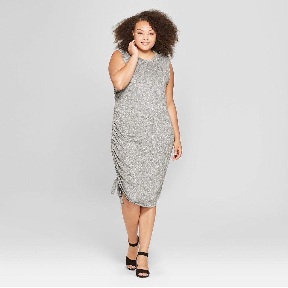 Women's Plus Size Ruched Side Knit Dress - Ava-A91 - Picture 2 of 3